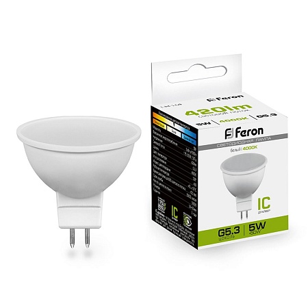 Лампа светодиодная Feron LB-24 MR16 G5.3 5W 175-265V 4000K - фото