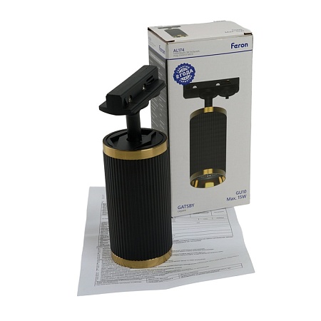 Светильник Feron AL174 трековый однофазный на шинопровод под лампу GU10, черный античное золото - фото