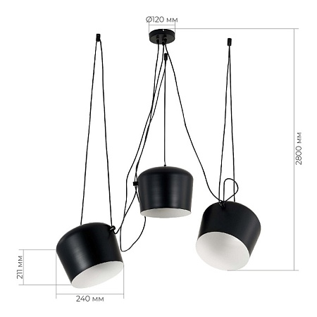 Светильник подвесной Черный/Черный E27 3*40W SLE120643-03 - фото