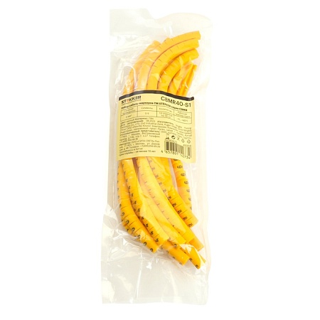 Набор кабель-маркеров "0-9" STEKKER для провода сеч. до 6мм2, желтый CBMR40-S1 (DIY упак 10 отрез. по 30 шт) - фото