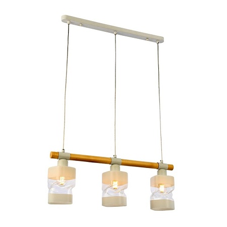 Светильник подвесной Белый, Светлое дерево/Белый, Прозрачный E27 3*60W SLE114503-03 - фото