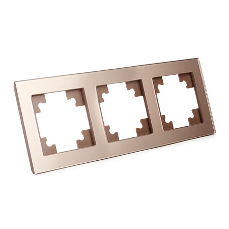 Рамка 3-местная горизонтальная STEKKER, PFR00-9003-03, серия Эрна, черный - фото