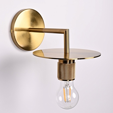Бра Rh Utilitaire Knurled Disk Shade Sconce Brass Imperiumloft 123282-22 - фото
