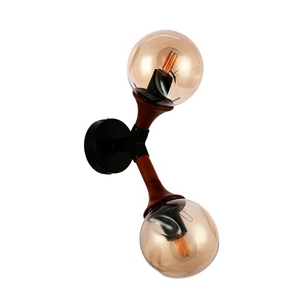 Светильник настенный Черный, Темное дерево/Прозрачный, Янтарный E27 2*60W SLE109401-01 - фото