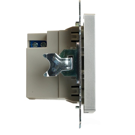 Розетка 2-местная USB + type C (механизм)), STEKKER GLS10-7116-03 , 250B, 3А, max 20W, серия Катрин, серебро - фото