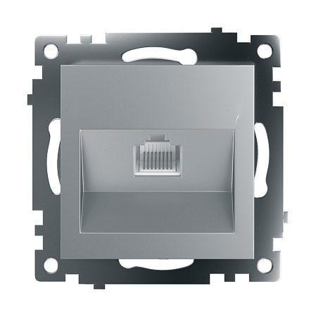 Розетка компьютерная 1-местная RJ-45 (механизм), STEKKER GLS00-7107-03, серия Катрин, серебро - фото