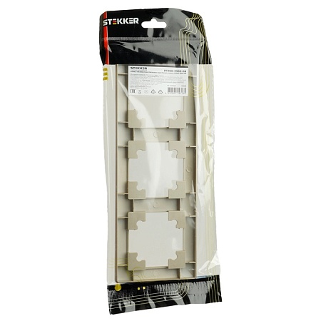 Рамка STEKKER, PFR00-7003-08 3-местная, пластик, серия Катрин, золото - фото