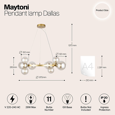 Подвесной светильник Maytoni Dallas MOD545PL-11G - фото