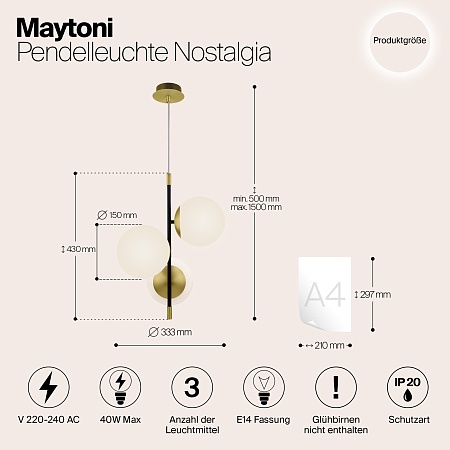 Подвесной светильник Maytoni Nostalgia MOD048PL-03G - фото