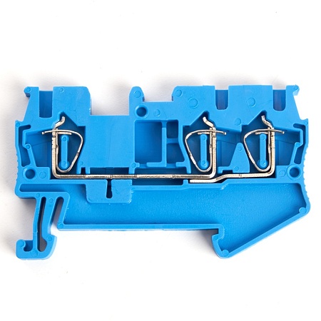 Зажим пружинный, 3-проводной проходной ЗНИ - 2,5 (JXB ST 2,5), синий STEKKER - фото