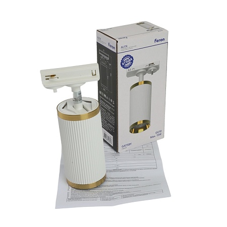 Светильник Feron AL174 трековый однофазный на шинопровод под лампу GU10, белый античное золото - фото