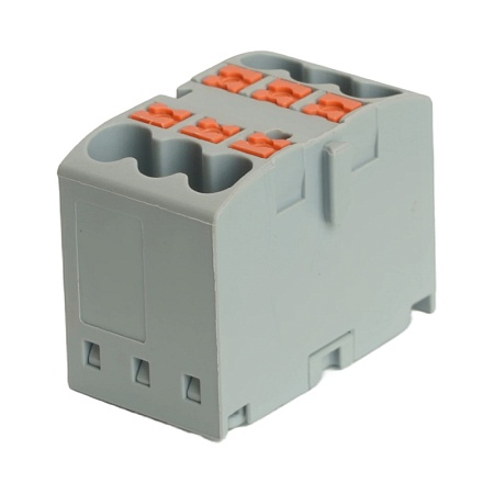 Зажим блочный (групп) для распред.тока нагрузки push-in на 6 точек, сеч 2,5 мм2, 450V, 24А,серый LD580 PTFIX 06/25 - фото