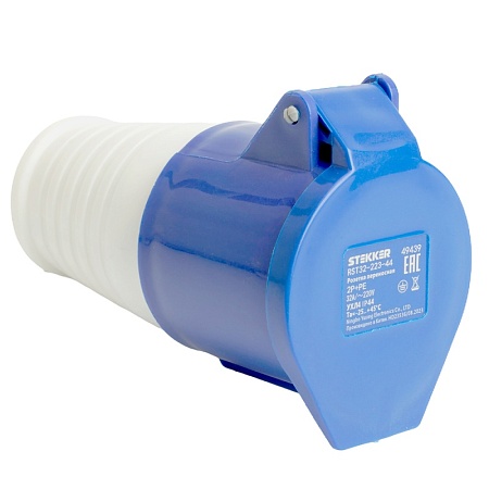 Розетка переносная ST-223 32А 220В 2P+PE IP44, RST32-223-44, Stekker - фото