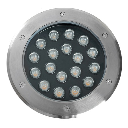 Светодиодный светильник тротуарный (грунтовый) Feron SP2804, 20W, AC/DC12V, низковольтный, 4000K, металлик, IP67 - фото