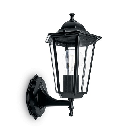 Светильник садово-парковый Feron 6101/PL6101 шестигранный на стену вверх 60W E27 230V, черный - фото