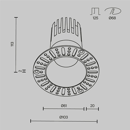 Встраиваемый светильник Technical DL122-15W-3K-TRS-B - фото
