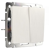 Выключатель двухклавишный проходной перламутровый рифленый WL13-SW-2G-2W