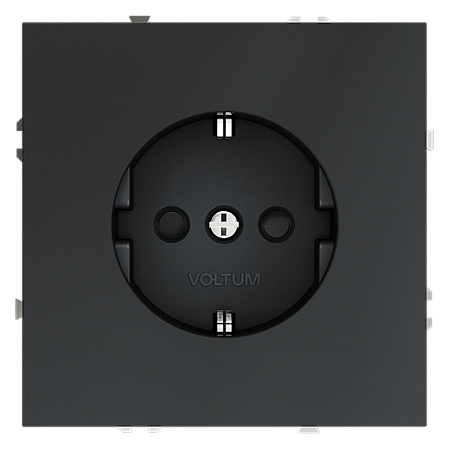 Розетка встраиваемая VOLTUM S70 с заземлением и защитными шторками, 16А, (графит)