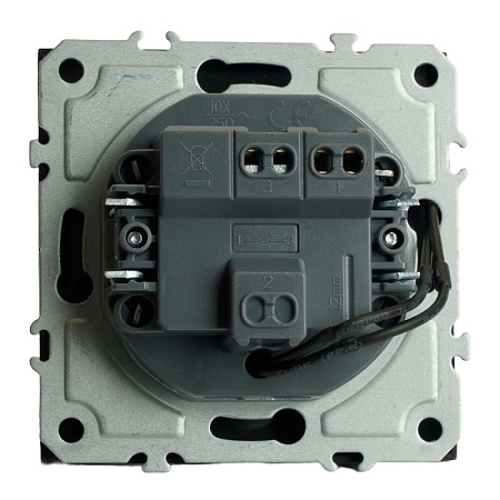 Выключатель 1-клавишный c индикатором (механизм), STEKKER, 250В, 10А, серия Эмили, RSW10-5101-05, черный уголь, soft touch - фото