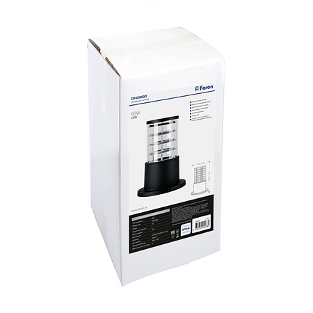 Светильник садово-парковый Feron DH0800, столб,  E27 230V, черный - фото