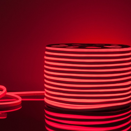 Светодиодный гибкий неон 220 В 9.6 Вт/м 120 Led/м 2835 IP67, односторонний красный, 50 м Гибкий неон 220V 9,6W 120Led 2835 IP67 односторонний красный, 50м Elektrostandard - фото