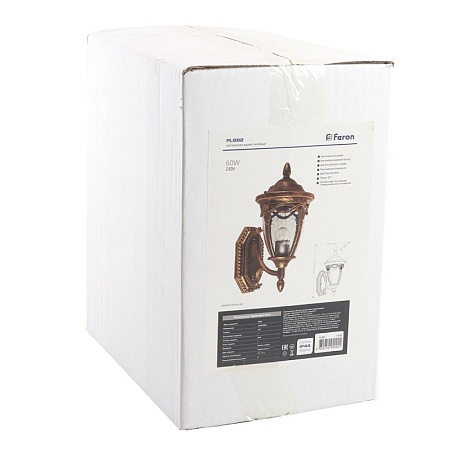 Светильник садово-парковый Feron PL682 на стену вверх 60W 230V E27, черное золото - фото