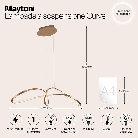 Подвесной светильник Maytoni Curve MOD156PL-L52G4K - фото