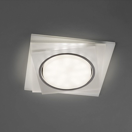 Светильник встраиваемый с белой LED подсветкой Feron CD5023 потолочный GX53 без лампы, матовый - фото