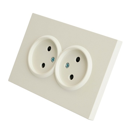 Розетка 2-местная с защитной шторкой, STEKKER, б/з, 250В, 16А, серия Эмили, RST16-5116-01, белый фарфор, soft touch - фото