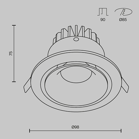 Встраиваемый светильник Technical Yin DL031-L12W4K-D-W - фото