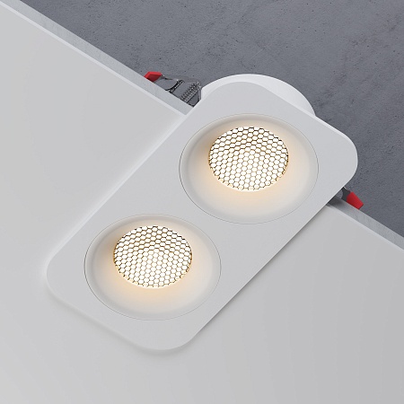 Светильник встраиваемый светодиодный с антибликовой решеткой Tetro 20W 3000K белый IP44 15277/LED Elektrostandard - фото