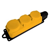 Розетка переносная 3-местная c/з STEKKER, RST16-23-44-6 (РП 16-334), штепсельная 250В, 16А, IP44, желтый