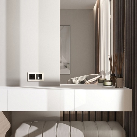 Выключатель двухклавишный проходной с подсветкой черный акрил W1122148 - фото