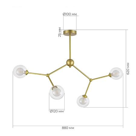 Светильник подвесной Золотистый/Прозрачный, Белый G9 LED 4*5W SLE1106-203-04 - фото