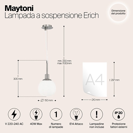 Подвесной светильник Maytoni Erich MOD221-PL-01-G - фото