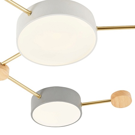 Светильник потолочный Золотистый, Светлое дерево/Белый, Серый LED 6*15W 4000K SLE600102-06 - фото