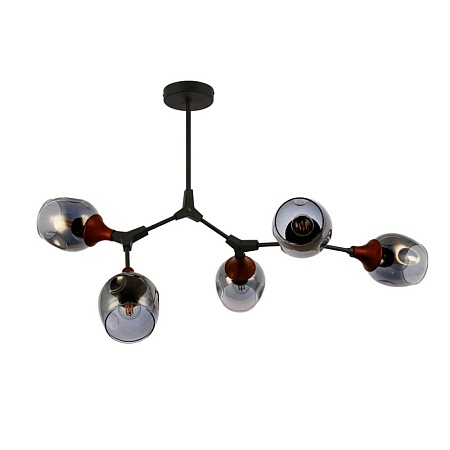 Светильник потолочный Серый, Темное дерево/Зеркальный E27 5*60W SLE113402-05 - фото