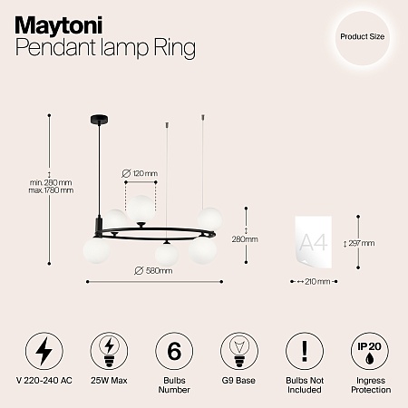 Подвесной светильник Maytoni Ring MOD013PL-06B - фото