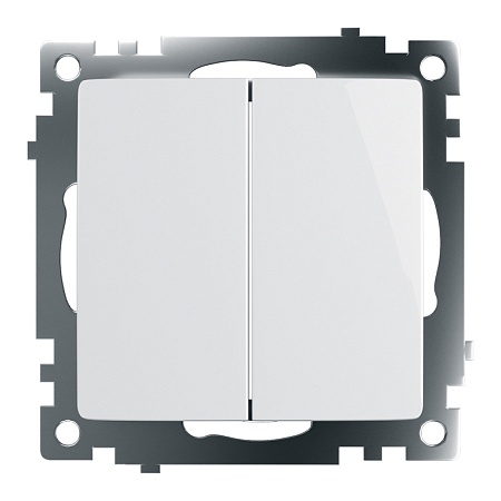 Выключатель 2-клавишный (механизм), STEKKER GLS10-7104-01, 250V, 10А, серия Катрин, белый - фото