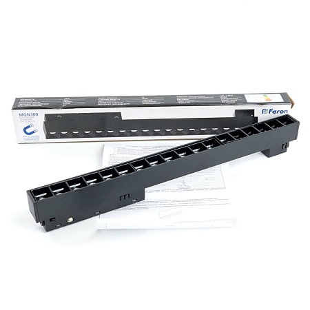 Светильник светодиодный Feron MGN300 трековый низковольтный 18W, 1620 Lm, 3000К, 30 градусов, черный серия LensLine - фото