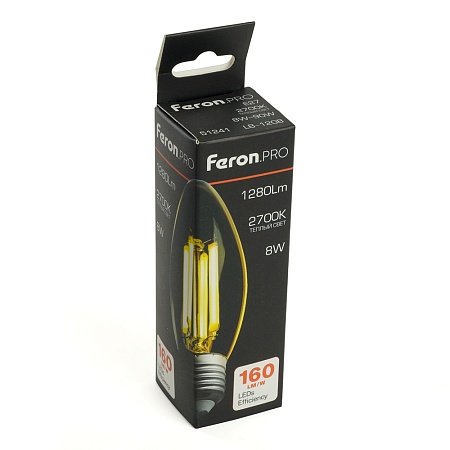 Лампа светодиодная Feron.PRO LB-1208 Свеча E27 1280LM 8W 175-265V 2700K - фото