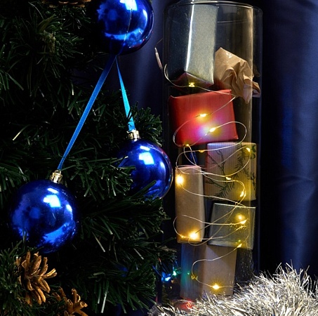 Светодиодная гирлянда Feron CL588 линейная Роса, 2700К, 2м, с питанием от батареек, прозрачный шнур - фото