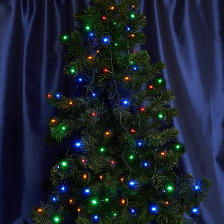 Светодиодная гирлянда Feron CL91 7 веток (3м) + 4м  230V мультиколор, c питанием от сети, зеленый шнур - фото