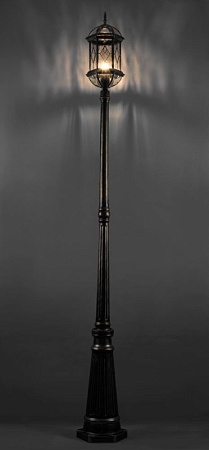 Светильник садово-парковый Feron PL176  шестигранный, столб 60W E27 230V, черное золото - фото