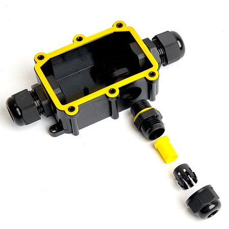 Коробка распределительная STEKKER  LD523 водонепроницаемая на 3 выхода, 450V, 140х78х36, черный - фото