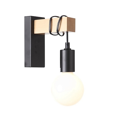 Светильник настенный Черный, Светлое дерево E27 1*60W SL1142.401.01 - фото