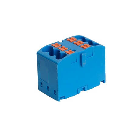 Зажим блочный (групп) для распред.тока нагрузки push-in на 6 точек, сеч 2,5 мм2, 450V, 24А, синий LD580 PTFIX 06/25 - фото