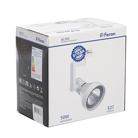 Светильник Feron AL193 трековый однофазный на шинопровод под лампу E27, белый - фото