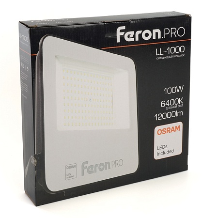 Светодиодный прожектор Feron.PRO LL-1000 IP65 100W 6400K  черный - фото