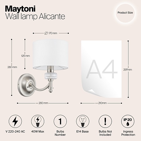 Настенный светильник (бра) Maytoni Alicante MOD014WL-01N - фото